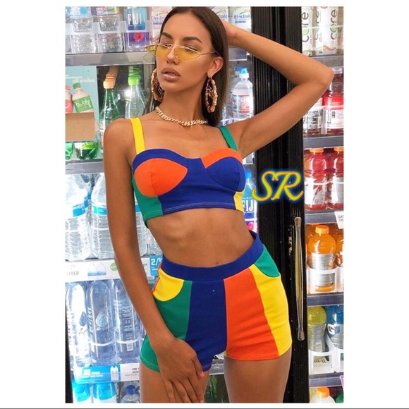 90s Cardi B Colorful Finesse Shorts Set - Picture 5 of 6